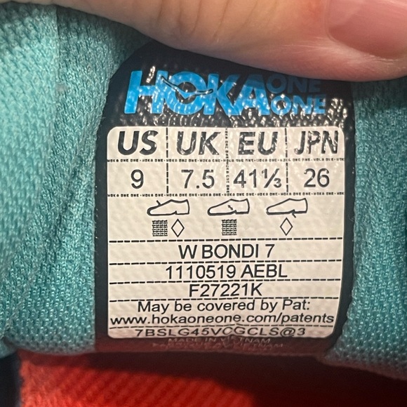 Hoka Women's Bondi 7 Aqua Running Shoes size 9 - Picture 10 of 10